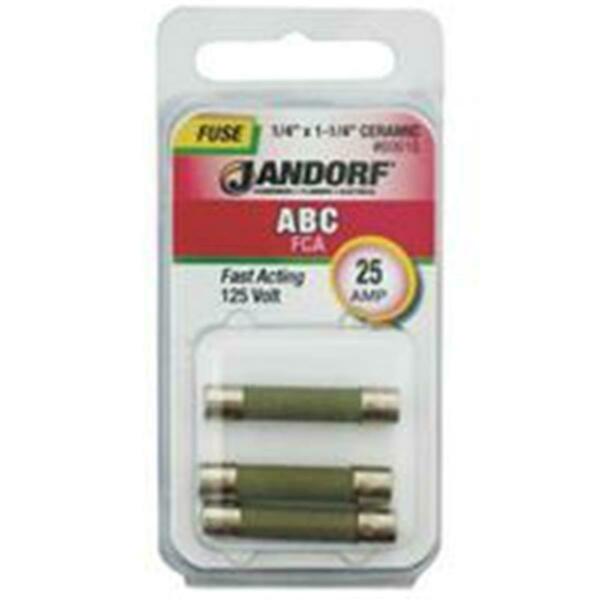 Jandorf UL Class Fuse, ABC Series, Fast-Acting, 25A, 125V AC 3397643
